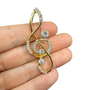Vintage Jewelry Gold Tone Music Note Brooch Music Pin